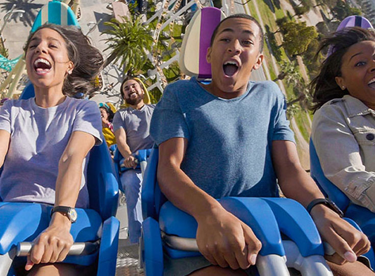 People screaming on Hangtime ride at Knott's Berry Farm People screaming on Hangtime ride at Knott's Berry Farm